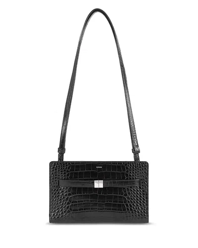 Totême Belted Croc Embossed Leather Crossbody In Black