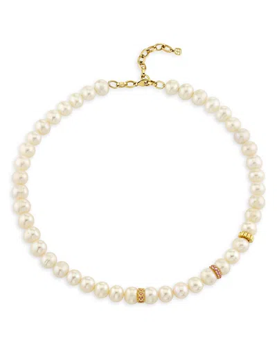 Sydney Evan 14k Yellow Gold Pink Sapphire Freshwater Pearl Beaded Necklace, 15 In Gold