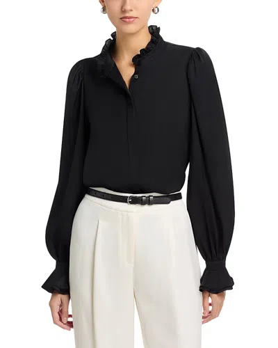 Kobi Halperin Harley Silk Blend Ruffle Blouse In Black