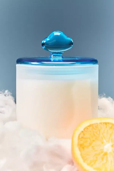 Anthropologie Romy Fresh Cotton Blossom & Neroli Glass Candle In Blue