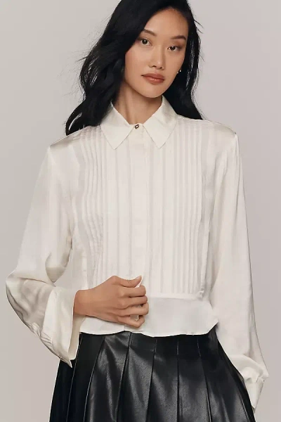 Maeve Silky Crop Shirt In White