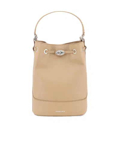 Zanellato Monda Daily Small Leather Bucket Bag In Brown