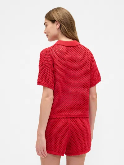 Gap Factory Relaxed Open-stitch Sweater Shirt In Red