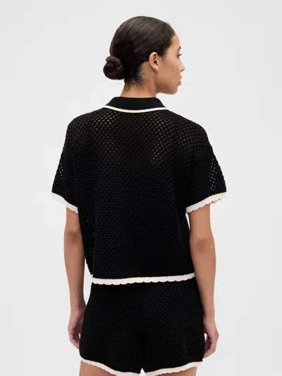 Gap Factory Relaxed Open-stitch Sweater Shirt In Black