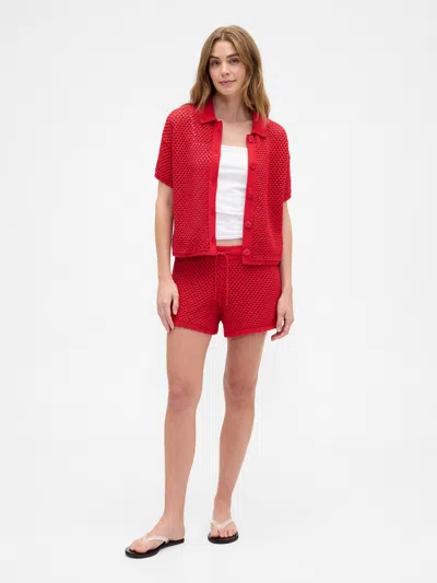 Gap Factory Relaxed Open-stitch Sweater Shirt In Red
