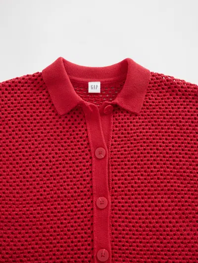 Gap Factory Relaxed Open-stitch Sweater Shirt In Red