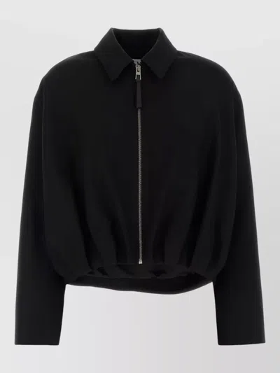 Loewe Collared Wool Jacket Long Sleeves In Black