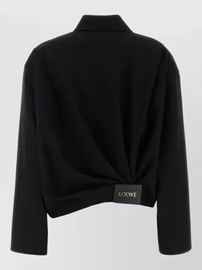 Loewe Collared Wool Jacket Long Sleeves In Black