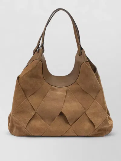 Gianni Chiarini Quilted Suede Shoulder Bags With Top Handles In Brown