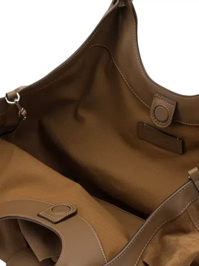 Gianni Chiarini Quilted Suede Shoulder Bags With Top Handles In Brown