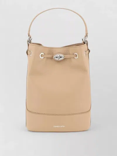 Zanellato Daily Small Leather Bucket Shoulder Bag In Nude