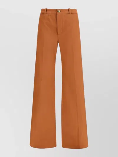Chloé Wide Leg Trousers With Pockets And Loops In Orange