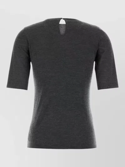 Brunello Cucinelli Cashmere Blend Short Sleeve Sweater In Gray