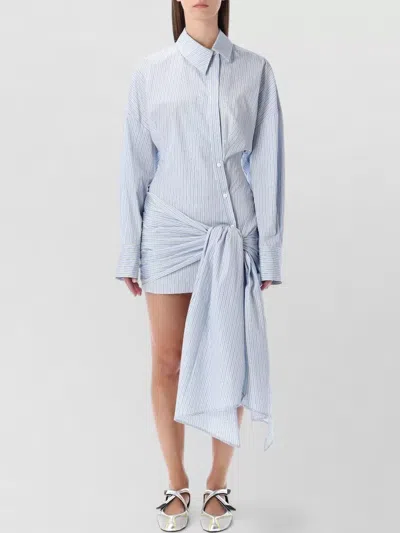 Attico Urban Striped Mini Dress Draping In Blue