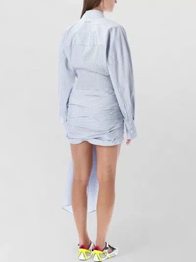 Attico Urban Striped Mini Dress Draping In Blue