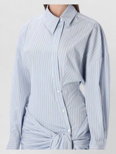 Attico Urban Striped Mini Dress Draping In Blue