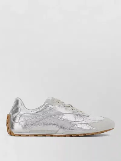 Bottega Veneta Metallic Leather Low-top Sneakers In White
