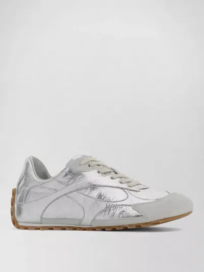 Bottega Veneta Metallic Leather Low-top Sneakers In White