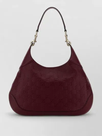 Gucci Leather Shoulder Bag Featuring Gold-tone Hardware In Burgundy