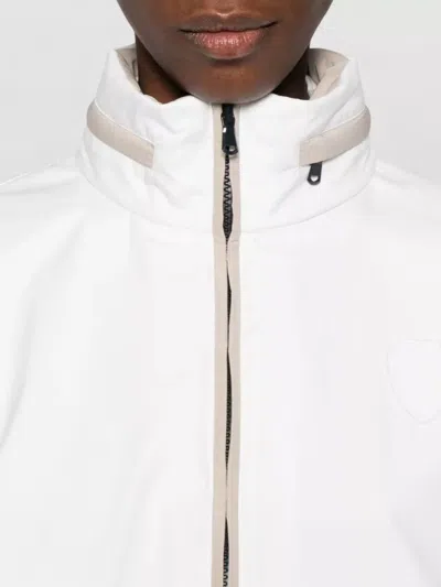 Brunello Cucinelli Front Pocket Long Sleeve Blouson Jacket In White