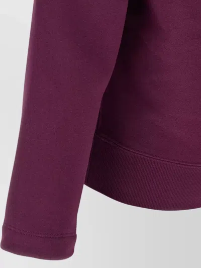 Saint Laurent Boxy Turtleneck Sweatshirt Ribbed Cuffs In Purple