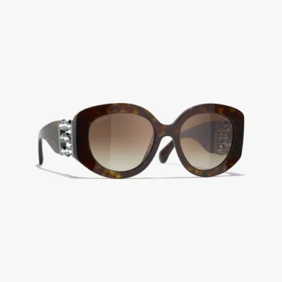 Chanel Oval Sunglasses In Brown