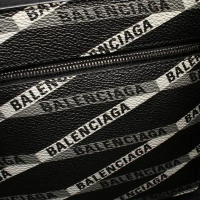 Pre-owned Balenciaga Black Gray White Coated Canvas Tote Bag ()