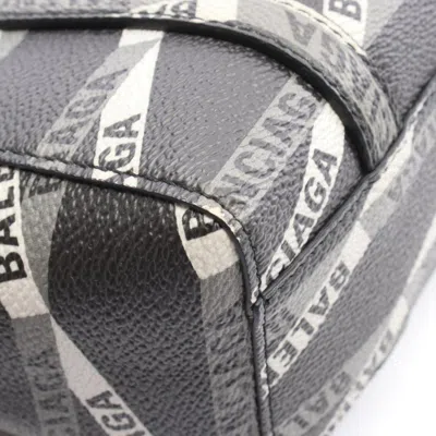 Pre-owned Balenciaga Black Gray White Coated Canvas Tote Bag ()