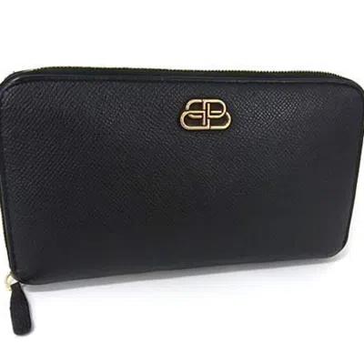 Pre-owned Balenciaga Black Leather Coin Purse/coin Case ()