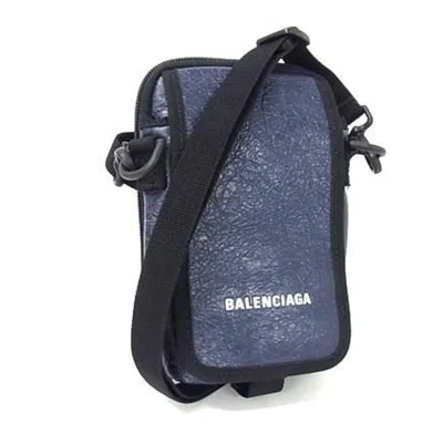 Pre-owned Balenciaga Black Navy Leather Handbag Pochette Shoulder Bag Tote Bag () In Multi