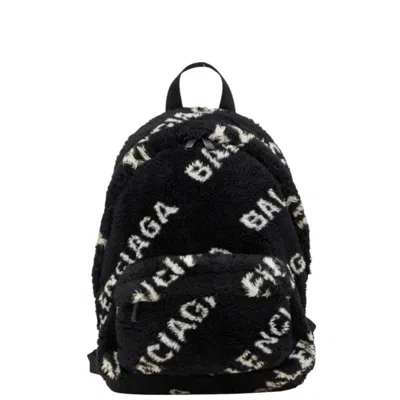 Pre-owned Balenciaga Black White Faux Fur Leather Backpack () In Multi