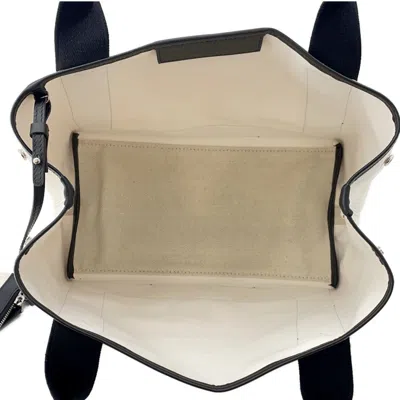 Pre-owned Balenciaga Black White Canvas Leather Tote Bag () In Multi