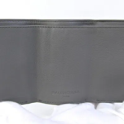 Pre-owned Balenciaga Gray Leather Wallet (tri-fold) ()