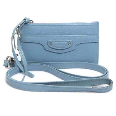 Pre-owned Balenciaga Light Blue Leather Coin Purse/coin Case ()