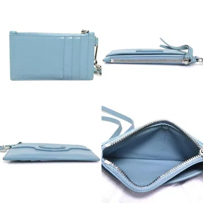Pre-owned Balenciaga Light Blue Leather Coin Purse/coin Case ()