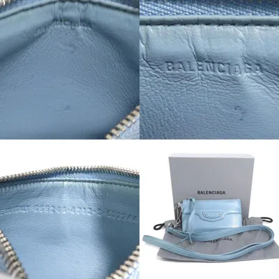 Pre-owned Balenciaga Light Blue Leather Coin Purse/coin Case ()