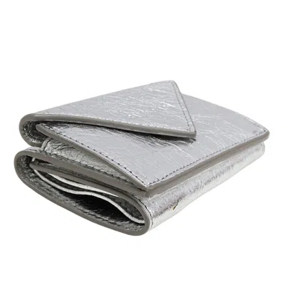 Pre-owned Balenciaga Metallic Silver Leather Wallet (tri-fold) ()