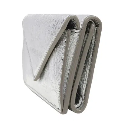 Pre-owned Balenciaga Metallic Silver Leather Wallet (tri-fold) ()