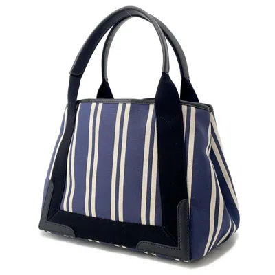 Pre-owned Balenciaga Navy Canvas Leather Pouch Tote Bag () In Blue
