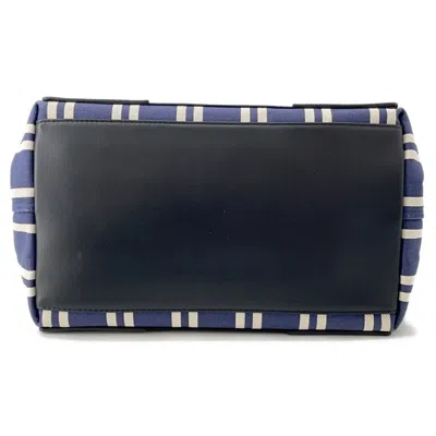 Pre-owned Balenciaga Navy Canvas Leather Pouch Tote Bag () In Blue