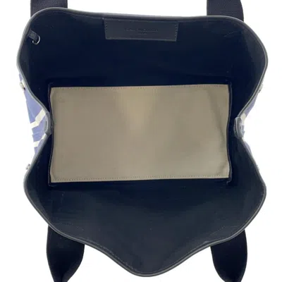 Pre-owned Balenciaga Navy Canvas Leather Pouch Tote Bag () In Blue