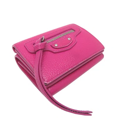 Pre-owned Balenciaga Pink Leather Wallet (tri-fold) ()