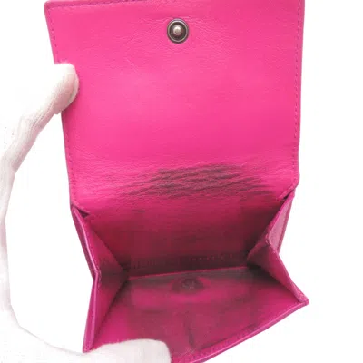 Pre-owned Balenciaga Pink Leather Wallet (tri-fold) ()
