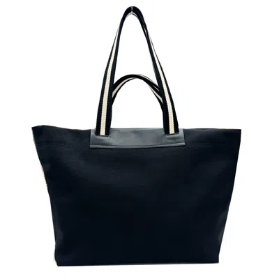 Pre-owned Bally Black Canvas Leather Shoulder Bag Tote Bag ()