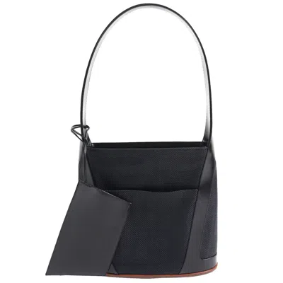 Pre-owned Bally Black Leather Canvas Shoulder Bag Tote Bag ()