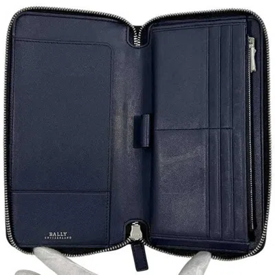 Pre-owned Bally Navy Leather Long Wallet (bi-fold) () In Blue