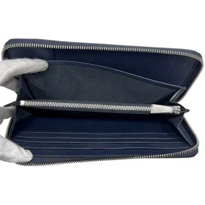Pre-owned Bally Navy Leather Long Wallet (bi-fold) () In Blue
