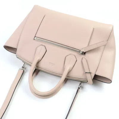 Pre-owned Bally Pink Beige Leather Handbag Shoulder Bag Tote Bag ()