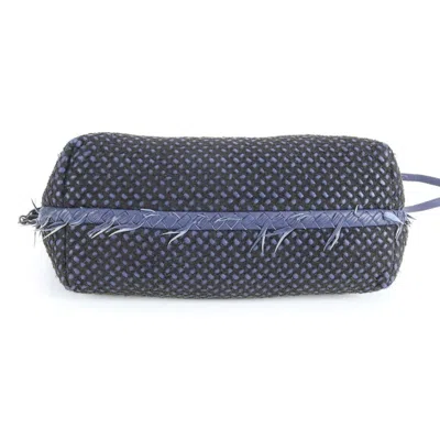 Pre-owned Bottega Veneta Black Blue Leather Canvas Tote Bag () In Multi