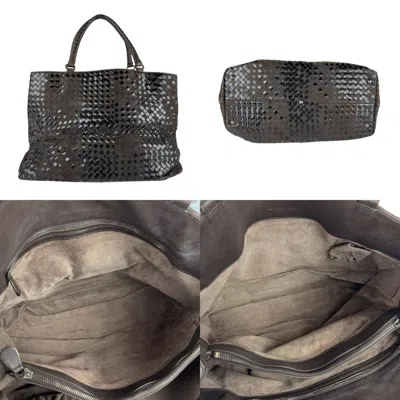 Pre-owned Bottega Veneta Black Brown Intrecciato Handbag Shoulder Bag () In Multi